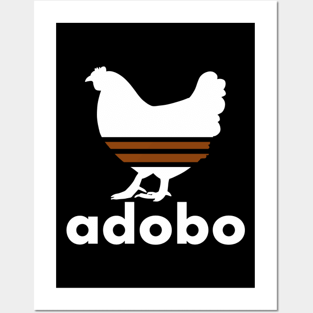 ADOBO CHICKEN FILIPINO PINOY FOOD POCKET DESIGN WHITE Wall Art by Aydapadi Studio